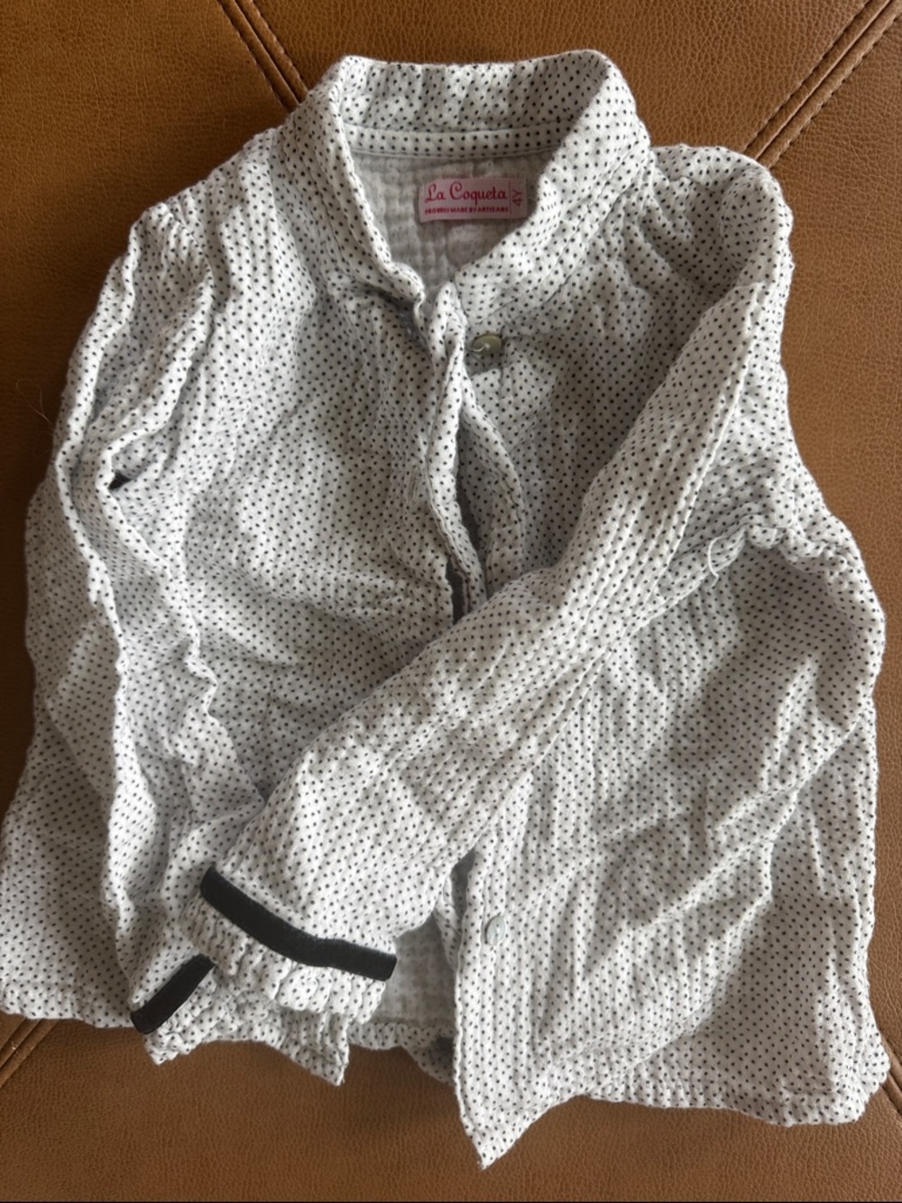 La Coqueta White Polka Dot Button-Up Shirt 4T neck tie